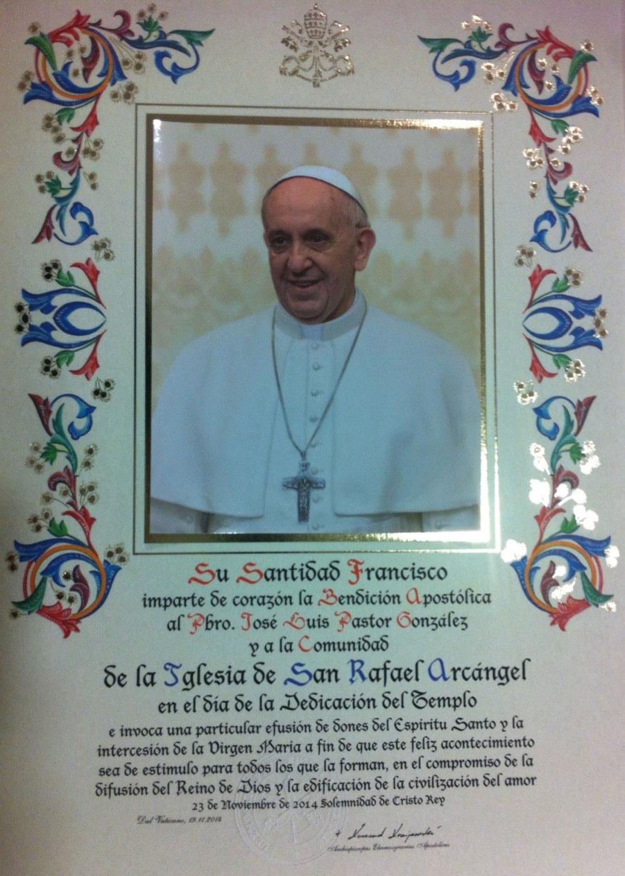 Bendición del papa Francisco a la parroquia