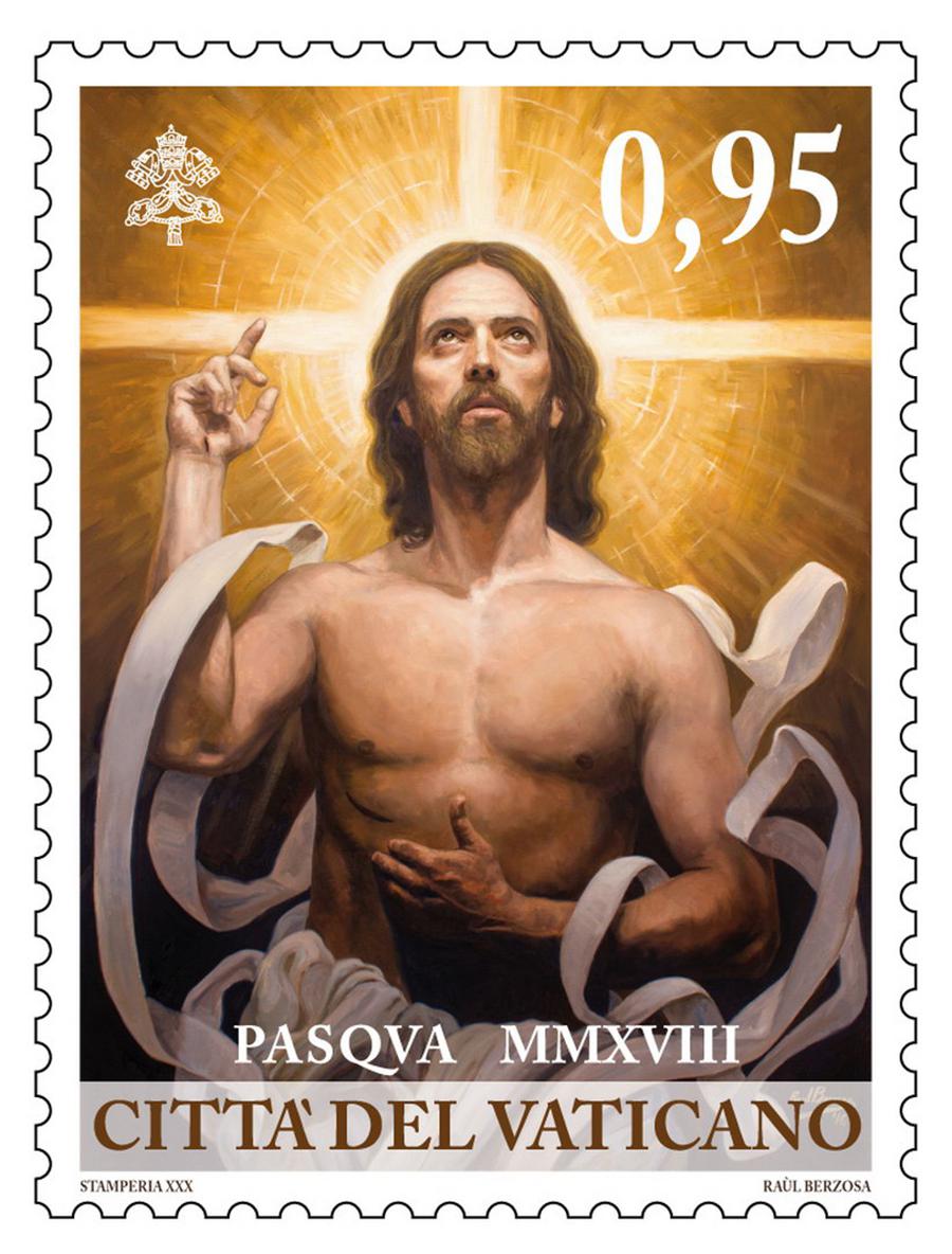 Sello de Pascua del Vaticano en 2018, obra del malagueño Raúl Berzosa