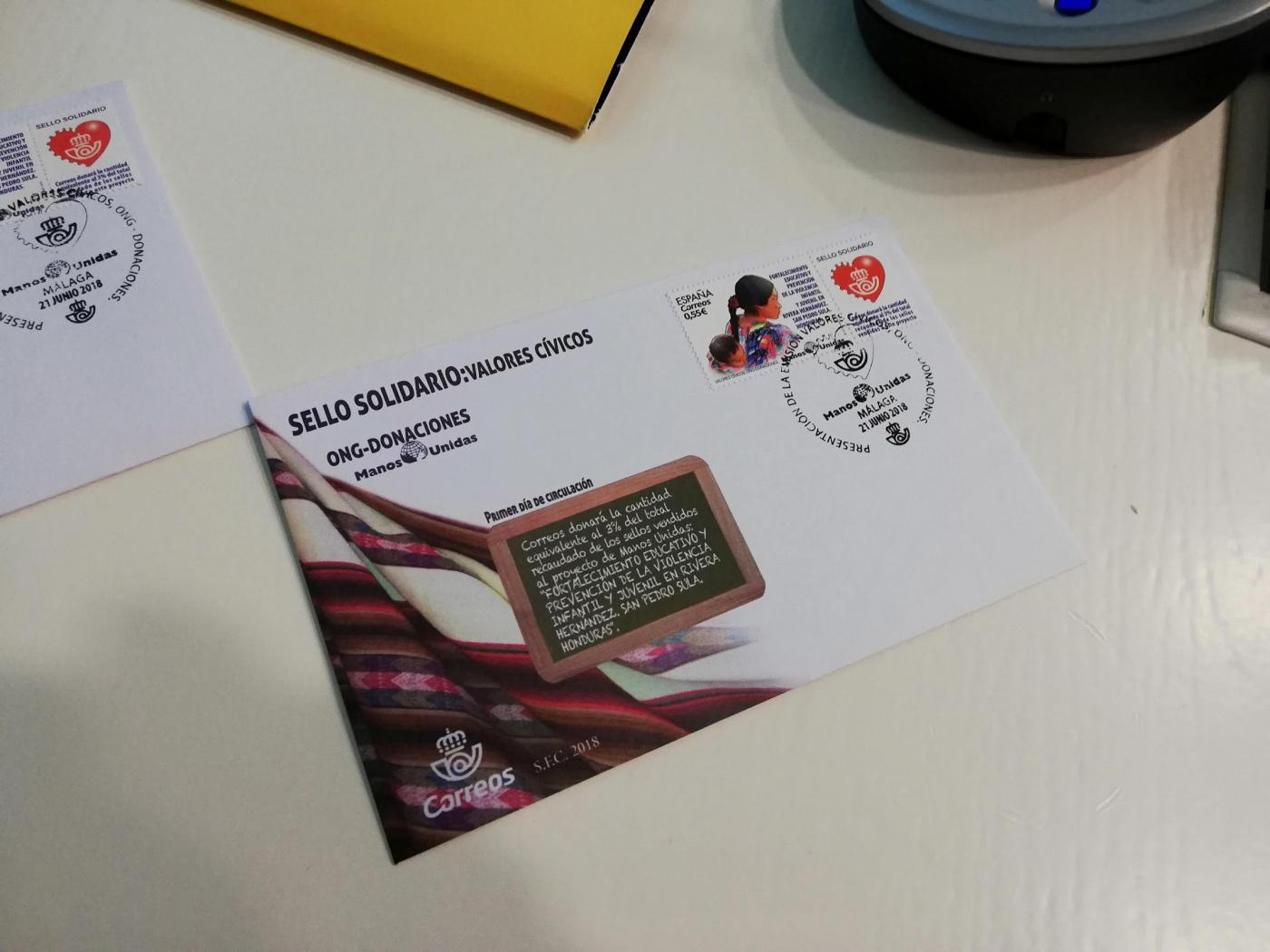 Sello solidario de Manos Unidas