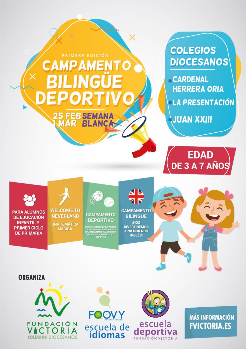 Cartel del Campamento de Semana Blanca de Fundación Victoria