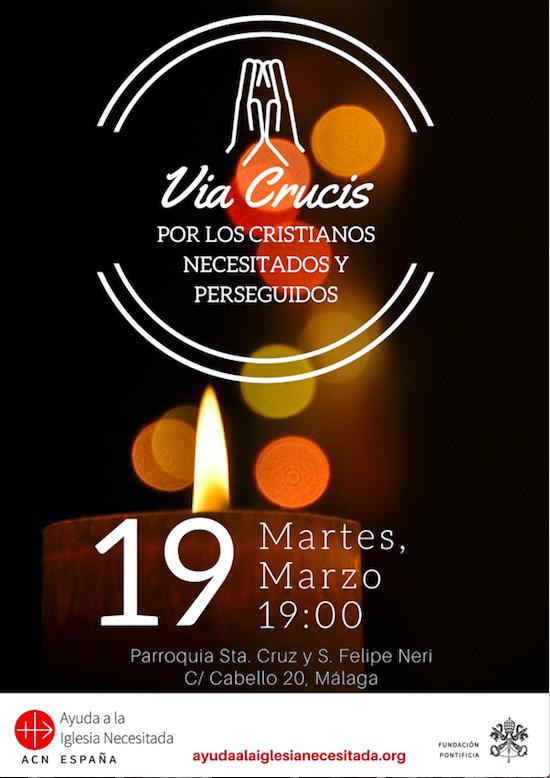 Cartel del Via Crucis por los cristianos perseguidos, en San Felipe Neri
