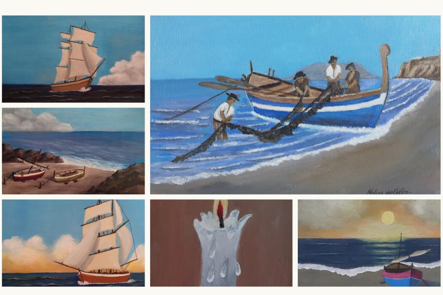 Collage de óleos pintados por José Molina durante el confinamiento