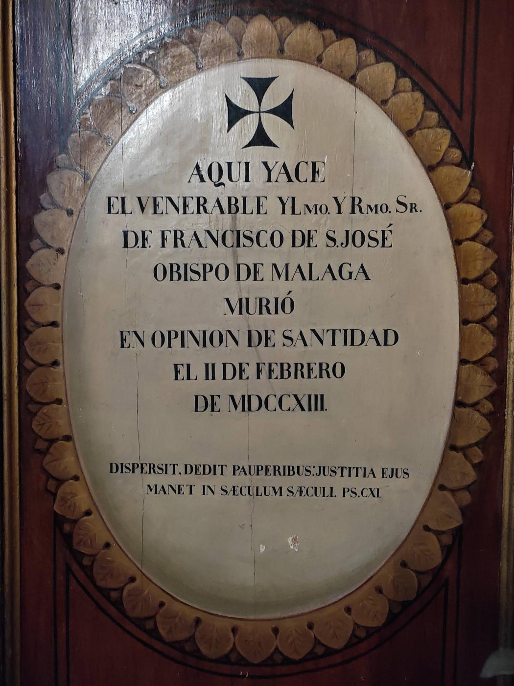 Lauda sepulcral de fray Francisco de San José