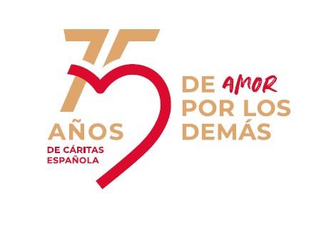 Logotipo del 75 aniversario de Cáritas Española