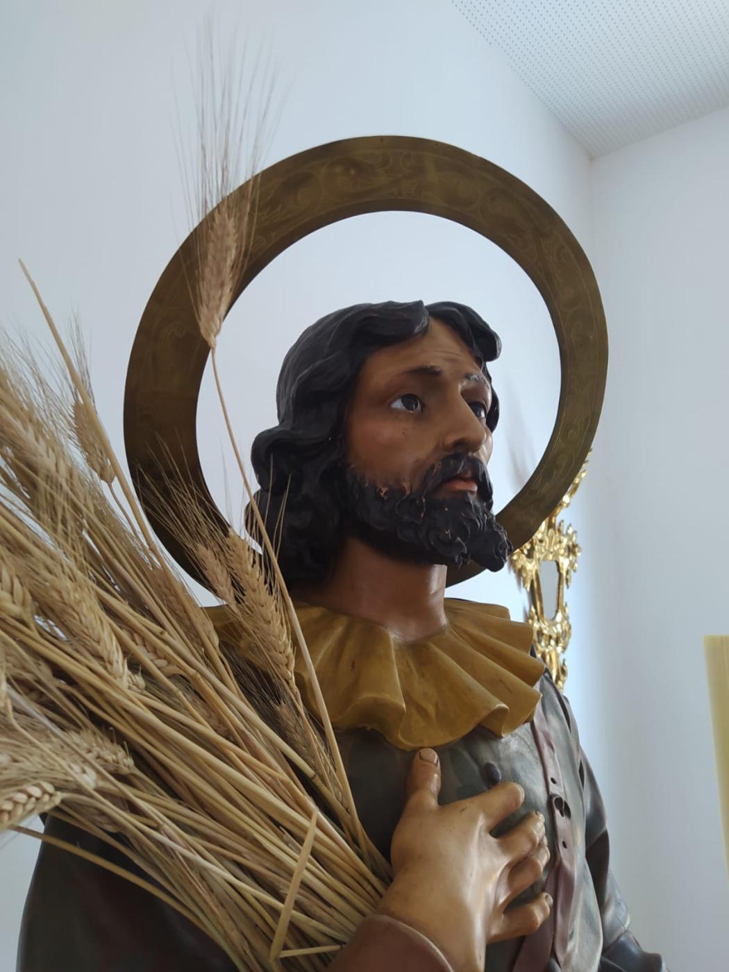 Imagen de San Isidro Labrador que se venera en la parroquia de la Estación de Cártama