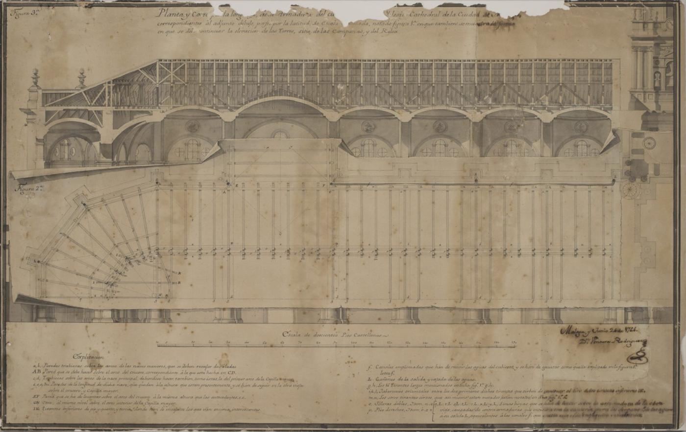 Plano del tejado proyectado por Ventura Rodríguez en 1764 (Lateral)