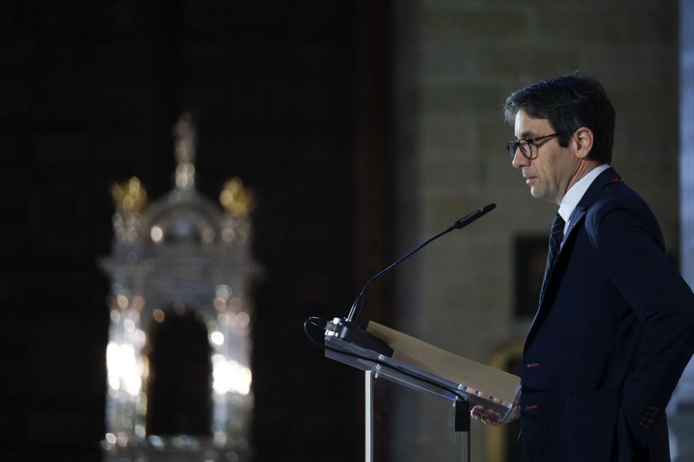El arquitecto del templo, Juan Manuel Sánchez la Chica, durante su intervención // F. SILVA