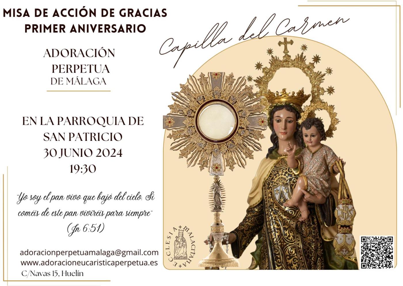 La Adoración Perpetua celebra en Huelin el Aniversario de la Alegría