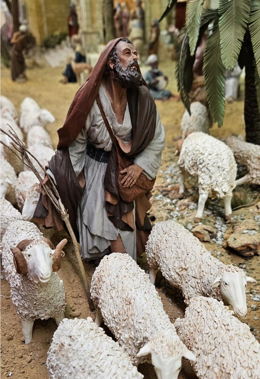 Detalle de los pastores en el Belén de la Catedral